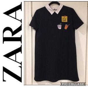Zara Embroidered Shift Dress - M